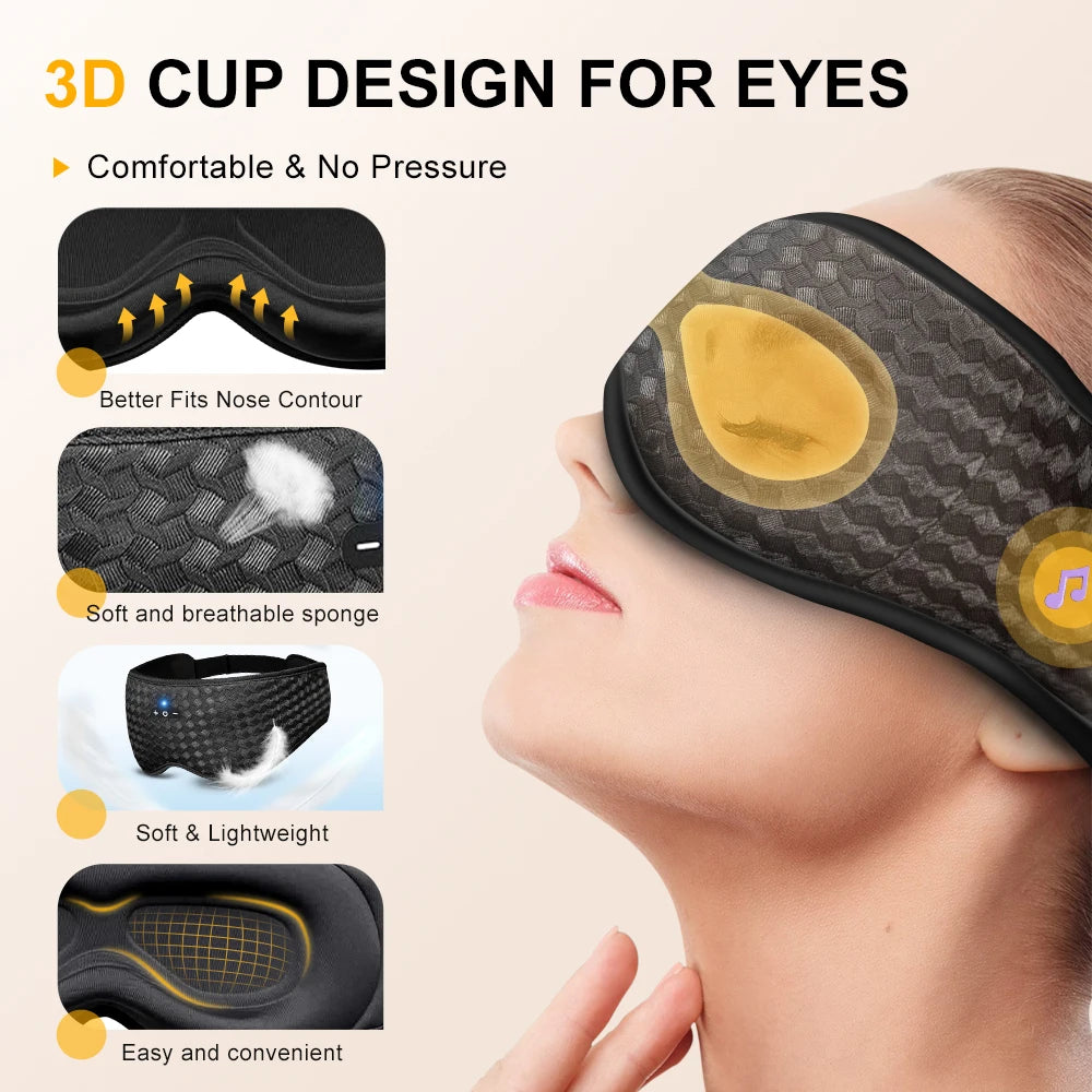 3D Bluetooth Sleeping Mask Headphones Eye Mask Wireless Music Sleep Mask Noise Reduction Blackout Sleeping Mask Eyes Slaapmasker