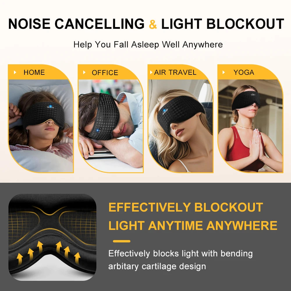 3D Bluetooth Sleeping Mask Headphones Eye Mask Wireless Music Sleep Mask Noise Reduction Blackout Sleeping Mask Eyes Slaapmasker
